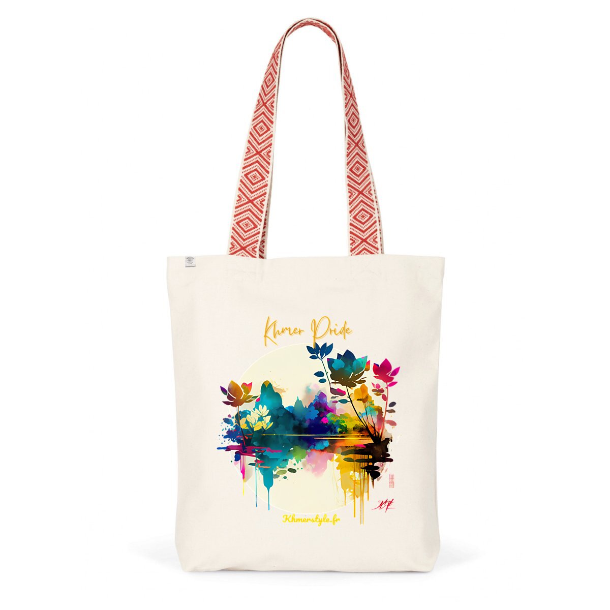 Totebag Ethnique - Coton BIO - Khmer pride fleuri