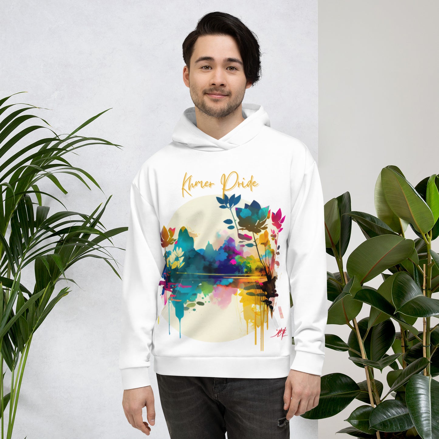 Sweat à Capuche Unisexe avec poche avant - imprimé floral - Khmer style