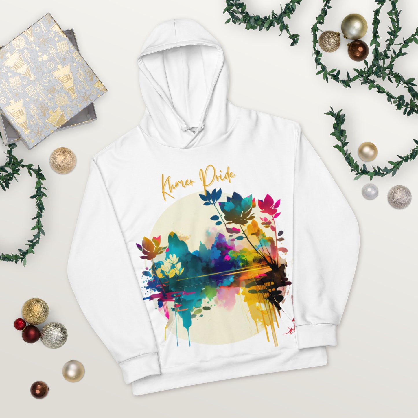 Sweat à Capuche Unisexe avec poche avant - imprimé floral - Khmer style