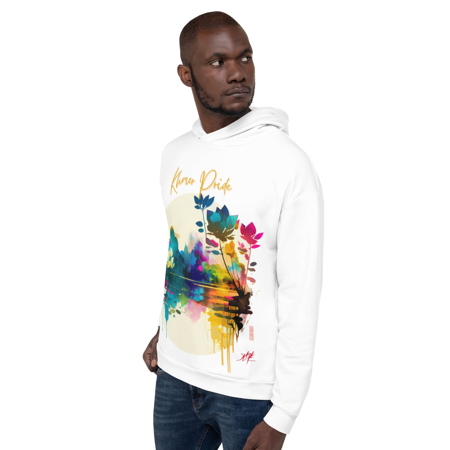 Sweat à Capuche Unisexe avec poche avant - imprimé floral - Khmer style