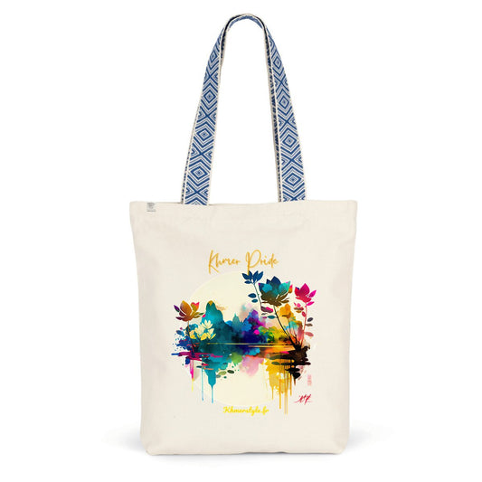 Totebag Ethnique - Coton BIO - Khmer pride fleuri