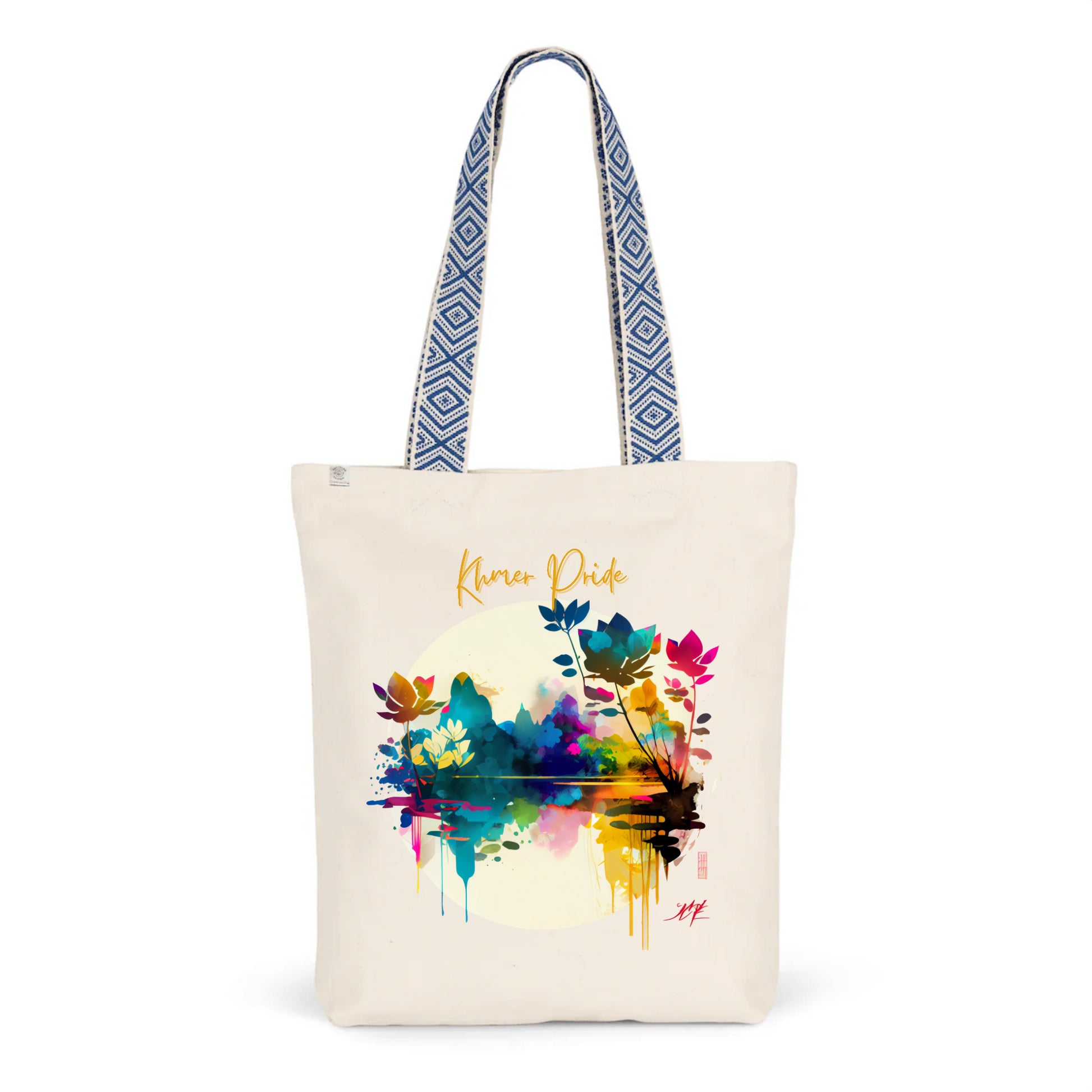 Totebag Ethnique - Coton BIO - Khmer pride fleuri - Khmer style