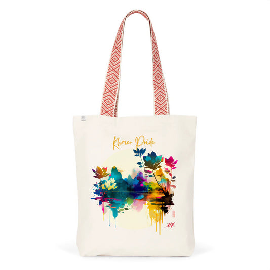 Totebag Ethnique - Coton BIO - Khmer pride fleuri - Khmer style
