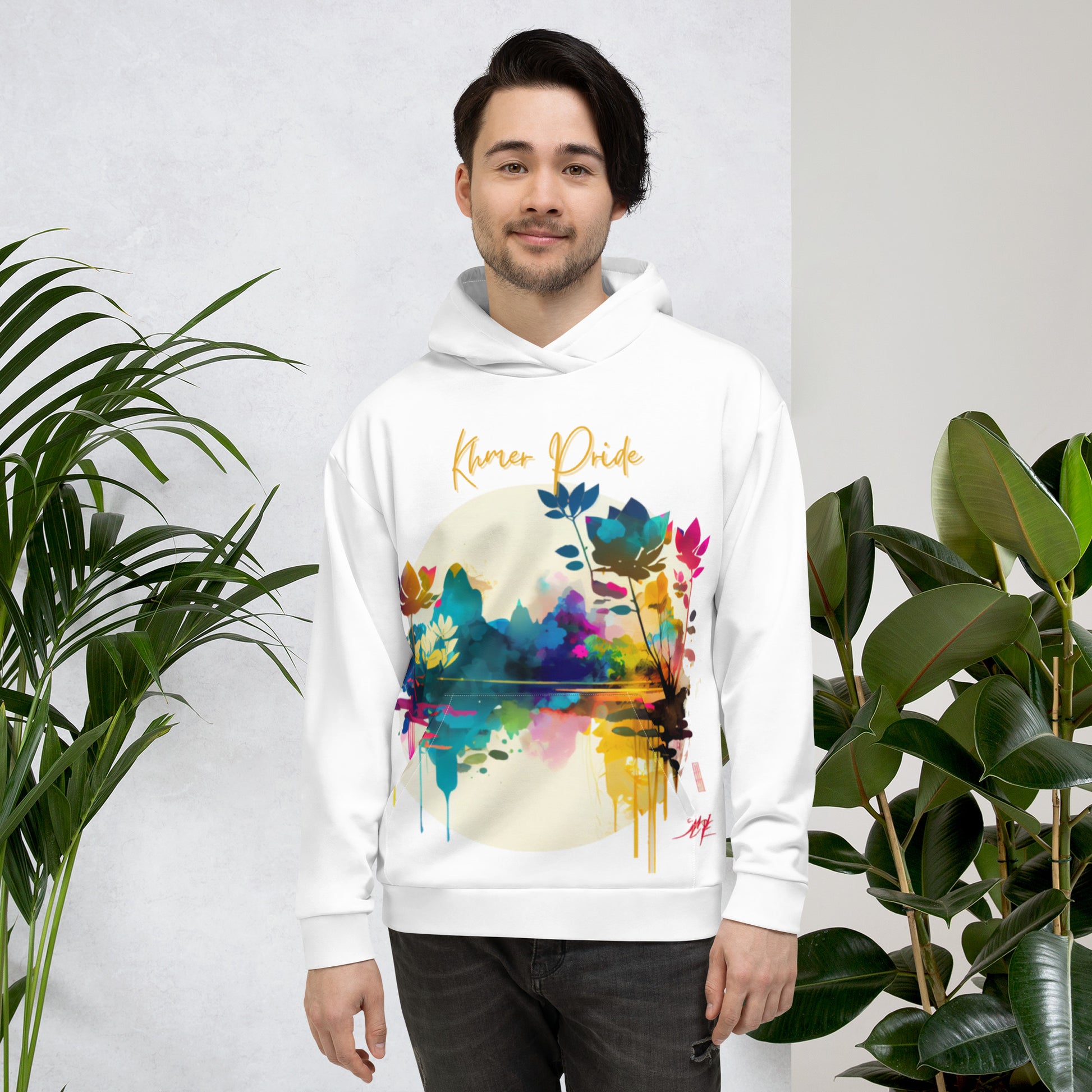 Sweat à Capuche Unisexe avec poche avant - imprimé floral - Khmer style